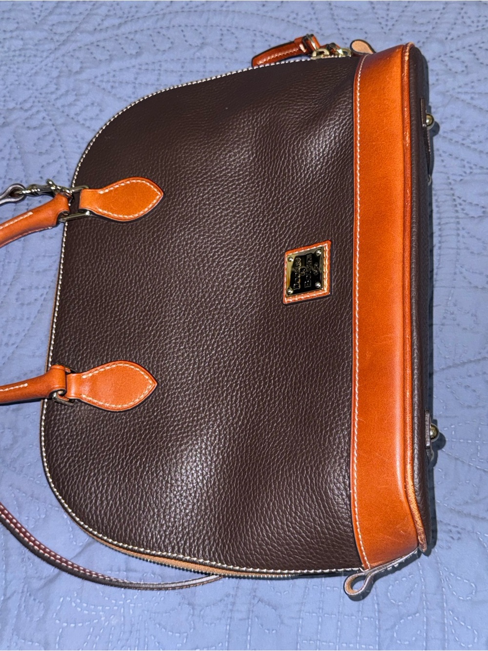 Dooney & Bourke Pebble Grain Zip Satchel - Brown Tmoro - Picture 3 of 8